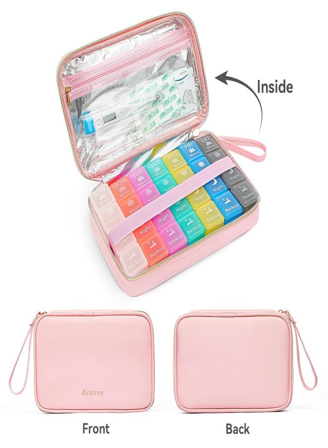 Restree Monthly Pill Organizer 28-Compartment Pill Case, 4 Times Daily Medication Container, Travel-Friendly Pill Box for Vitamins Supplements (Pink) - Image 4